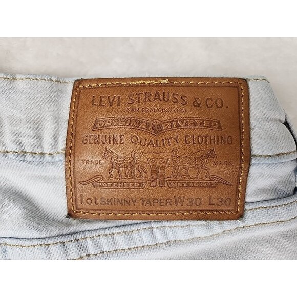 Levi's Premium Skinny Taper Jeans Mens Size 30x30 White Denim Measures 28x27 - Picture 7 of 16